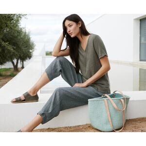 POETRY | Linen Cotton Blend Crinkle Gauze Relaxed Tapered Pant | Size 18